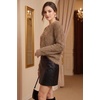image:imageArachampCloz Womens Wool Blend Faux Fur Crew Neck Fall Dressy Pullover TopsCoffee