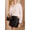 image:imageArachampCloz Womens Wool Blend Faux Fur Crew Neck Fall Dressy Pullover TopsLight Pink