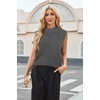 image:imageArachampCloz Womens Wool Blend Mock Neck Fall Sweater Vest Work Tops 2026Dark Grey