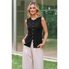 image:imageArachampCloz Womens Wool Blend Non See Through Button Down Casual Tank TopsBlack