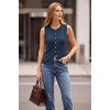 image:imageArachampCloz Womens Wool Blend Non See Through Button Down Casual Tank TopsDark Blue