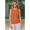 image:imageArachampCloz Womens Wool Blend Non See Through Button Down Casual Tank TopsDark Orange