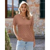 image:imageArachampCloz Womens Wool Blend Short Sleeve Summer Business Casual SweaterCablemocha Mousse