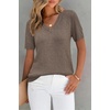 image:imageArachampCloz Womens Wool Blend Short Sleeve Summer Business Casual SweaterCoffee