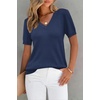 image:imageArachampCloz Womens Wool Blend Short Sleeve Summer Business Casual SweaterDark Blue