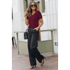 image:imageArachampCloz Womens Wool Blend Short Sleeve Summer Business Casual SweaterWine