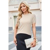 image:imageArachampCloz Womens Wool Blend Short Sleeve Sweater Business Casual TopsApricot