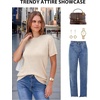 image:imageArachampCloz Womens Wool Blend Short Sleeve Sweater Business Casual TopsApricot