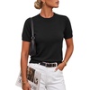 image:imageArachampCloz Womens Wool Blend Short Sleeve Sweater Business Casual TopsBlack