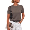 image:imageArachampCloz Womens Wool Blend Short Sleeve Sweater Business Casual TopsCoffee