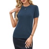 image:imageArachampCloz Womens Wool Blend Short Sleeve Sweater Business Casual TopsDark Blue