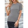 image:imageArachampCloz Womens Wool Blend Short Sleeve Sweater Business Casual TopsGray