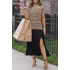 image:imageArachampCloz Womens Wool Blend Short Sleeve Sweater Business Casual TopsKhakinavy