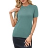 image:imageArachampCloz Womens Wool Blend Short Sleeve Sweater Business Casual TopsLake Blue