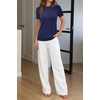 image:imageArachampCloz Womens Wool Blend Short Sleeve Sweater Business Casual TopsNavy Blue