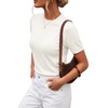 image:imageArachampCloz Womens Wool Blend Short Sleeve Sweater Business Casual TopsOffwhite