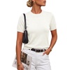 image:imageArachampCloz Womens Wool Blend Short Sleeve Sweater Business Casual TopsOffwhite