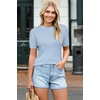 image:imageArachampCloz Womens Wool Blend Short Sleeve Sweater Business Casual TopsPale Blue