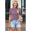 image:imageArachampCloz Womens Wool Blend Short Sleeve Sweater Business Casual TopsPurple