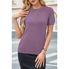 image:imageArachampCloz Womens Wool Blend Short Sleeve Sweater Business Casual TopsPurple