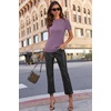 image:imageArachampCloz Womens Wool Blend Short Sleeve Sweater Business Casual TopsPurple