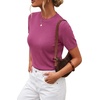 image:imageArachampCloz Womens Wool Blend Short Sleeve Sweater Business Casual TopsRaspberry Pink