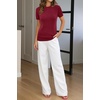 image:imageArachampCloz Womens Wool Blend Short Sleeve Sweater Business Casual TopsRed