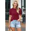 image:imageArachampCloz Womens Wool Blend Short Sleeve Sweater Business Casual TopsRed