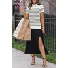 image:imageArachampCloz Womens Wool Blend Short Sleeve Sweater Business Casual TopsWhiteblack