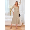 image:imageArachampCloz Womens Wool Blend Tie Waist Pleated Fall Winter Sweater DressApricot