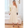 image:imageArachampCloz Womens Wool Blend Tie Waist Pleated Fall Winter Sweater DressBeige