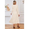 image:imageArachampCloz Womens Wool Blend Tie Waist Pleated Fall Winter Sweater DressBeige
