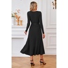image:imageArachampCloz Womens Wool Blend Tie Waist Pleated Fall Winter Sweater DressBlack