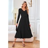 image:imageArachampCloz Womens Wool Blend Tie Waist Pleated Fall Winter Sweater DressBlack