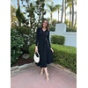 image:imageArachampCloz Womens Wool Blend Tie Waist Pleated Fall Winter Sweater DressBlack