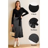 image:imageArachampCloz Womens Wool Blend Tie Waist Pleated Fall Winter Sweater DressBlackwhite Stripe