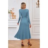 image:imageArachampCloz Womens Wool Blend Tie Waist Pleated Fall Winter Sweater DressBlue
