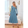 image:imageArachampCloz Womens Wool Blend Tie Waist Pleated Fall Winter Sweater DressBlue