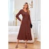 image:imageArachampCloz Womens Wool Blend Tie Waist Pleated Fall Winter Sweater DressBrown Red