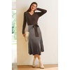 image:imageArachampCloz Womens Wool Blend Tie Waist Pleated Fall Winter Sweater DressCoffeewhite Stripe