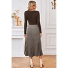 image:imageArachampCloz Womens Wool Blend Tie Waist Pleated Fall Winter Sweater DressCoffeewhite Stripe