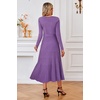 image:imageArachampCloz Womens Wool Blend Tie Waist Pleated Fall Winter Sweater DressCoral Purple