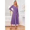 image:imageArachampCloz Womens Wool Blend Tie Waist Pleated Fall Winter Sweater DressCoral Purple