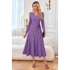 image:imageArachampCloz Womens Wool Blend Tie Waist Pleated Fall Winter Sweater DressCoral Purple