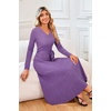 image:imageArachampCloz Womens Wool Blend Tie Waist Pleated Fall Winter Sweater DressCoral Purple