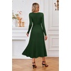 image:imageArachampCloz Womens Wool Blend Tie Waist Pleated Fall Winter Sweater DressDark Green