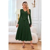 image:imageArachampCloz Womens Wool Blend Tie Waist Pleated Fall Winter Sweater DressDark Green