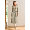 image:imageArachampCloz Womens Wool Blend Tie Waist Pleated Fall Winter Sweater DressKhakiwhite Stripe