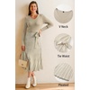 image:imageArachampCloz Womens Wool Blend Tie Waist Pleated Fall Winter Sweater DressKhakiwhite Stripe