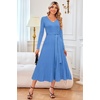 image:imageArachampCloz Womens Wool Blend Tie Waist Pleated Fall Winter Sweater DressLake Blue